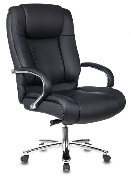 Кресло руководителя T-9925SL черный кожа крестов. металл хром (Черный)