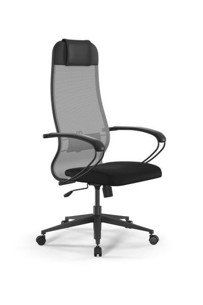Кресло для руководителя Метта Sit 10 B1-111K - X2+UMF(X1) /Ub00/Wh00/K1bL(M09.B11.G19.W02) (Светло-серый | Черный)