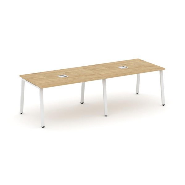 Стол переговорный SN-6A.SPRG-013 (2760х980х750) (Тиквуд Светлый/Металл Белый)