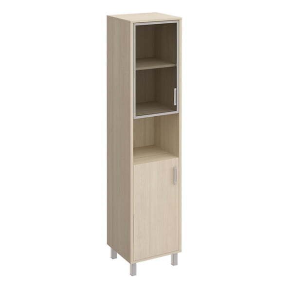 Шкаф левый стекло в раме + ДСП без замка + ниша Борн B 431-819 480x450x2074 (Дуб шамони)
