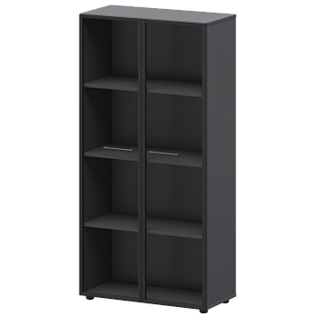 Шкаф высокий со стеклом в ал. рамке Кортез СМШ48RS 792x380x1595