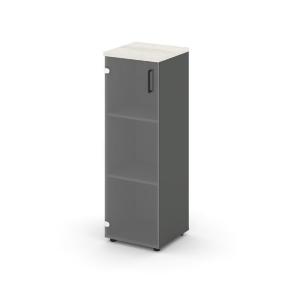 Шкаф средний узкий SN.STU.E-205(L) (400х400х1203) (Антрацит/Дуб Наварра/Прозрачный)